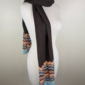 Vintage Y2K Missoni for Target Chevron Pattern Zigzag Brown and Turquoise Scarf